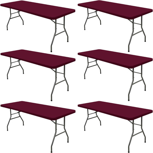 6 Pack 8 Foot Picnic Table Cover Fitted Elastic Tablecloth for Rectangle