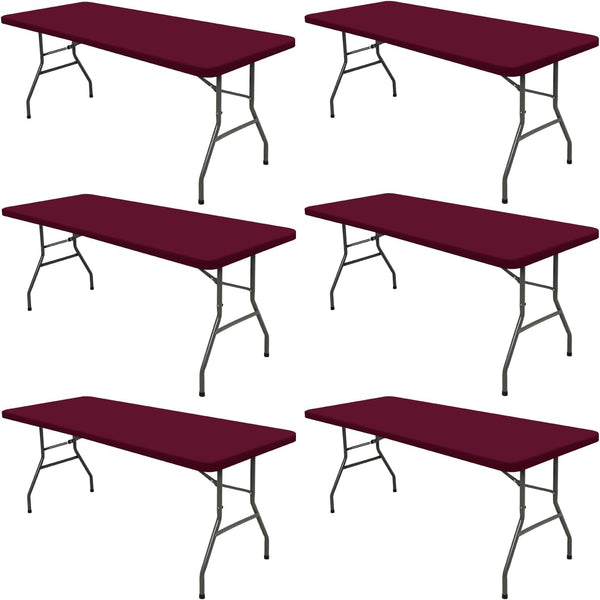 6 Pack 8 Foot Picnic Table Cover Fitted Elastic Tablecloth for Rectangle