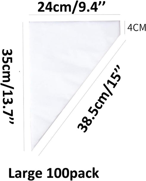 Piping Pastry Bag Pack of 100 - Plastic Disposable Cream Pastry Bag for Cake Icing Sugarcraft Cupcake Decorating