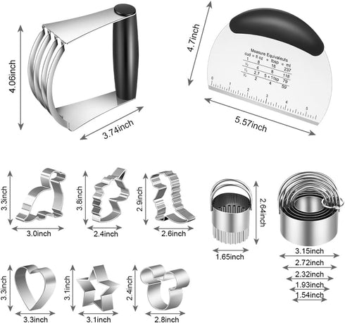 Stainless Steel Cookie Cutters Set, Pastry Cutter & Biscuit Cutter for Baking (10 Pcs/Set)