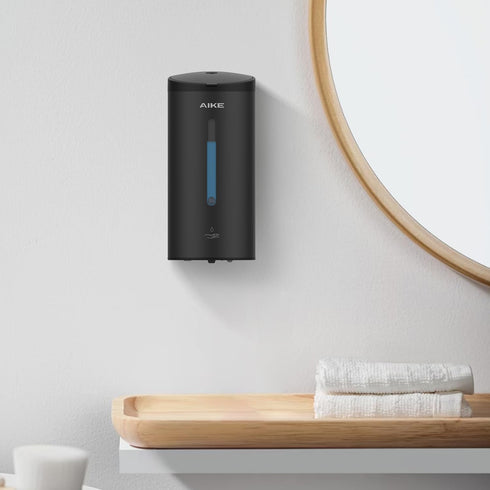 AIKE Wall-Mount Automatic Liquid Soap Dispenser 27oz Large Capacity Matte Black Model AK1205