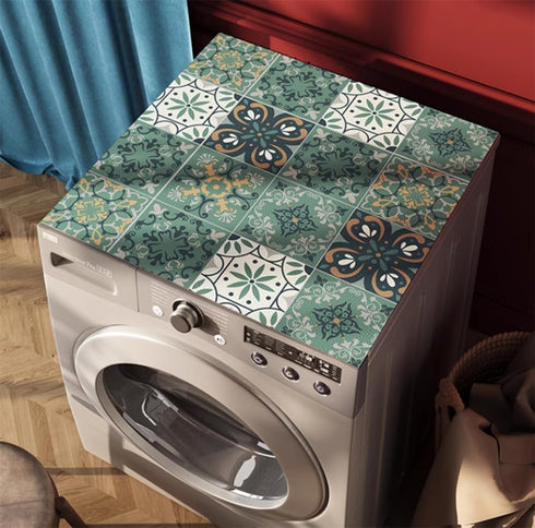 Colorful Diatomite Washer or Dryer Cover for the Top, Cute Protector Mat for Laudry Machine Dryer, Dust-proof Washing Machine Top Cover for Home Laundry Room Kitchen, 23.6X23.6 in (Colorful-A)