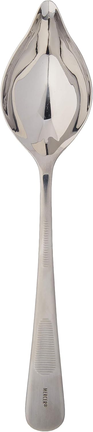 Mercer Culinary 18-8 Stainless Steel Saucier Spoon, Tapered Spout, 8-1/2 Inch, Silver