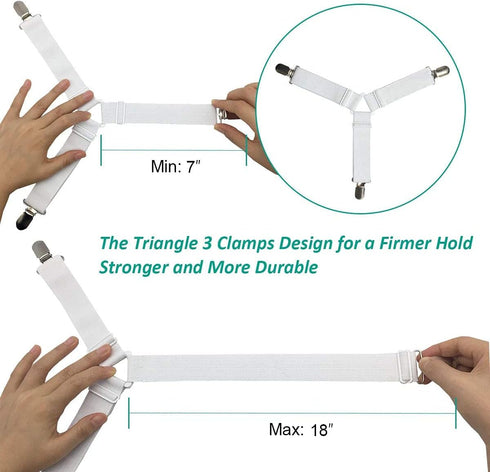 2 Sets Bed Sheet Holder Straps, Fasteners for Bedsheet Holders