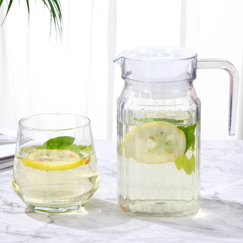 SEWACC 2 Pcs pot cold water bottle beverage kettle 21oz/600mL glass pitcher with lid covered pitchers iced tea pitcher fridge jug water jar clear cutlery pitcher with lid and spout with cover by SEWACC