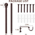 Brown Curtain Rods for Window 32 to 78, 5/8 inch Splicing Single Window Curtain Rod Set with Brackets