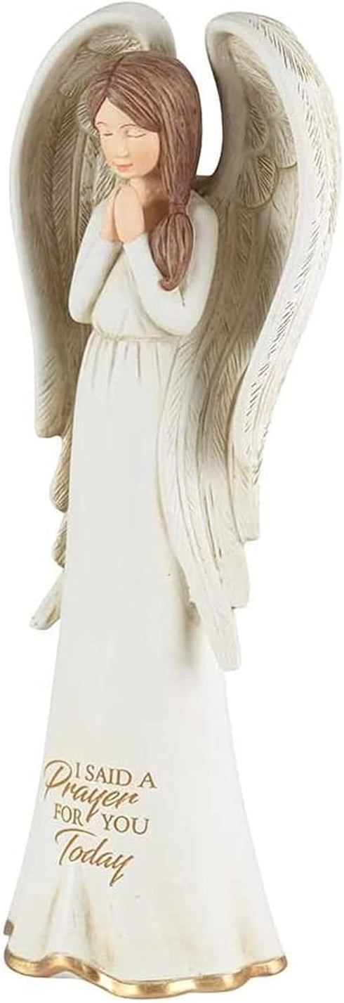 Dicksons Said A Prayer for You Today Angel Figurine, Ivory 3.5 x 8 Resin Stone Tabletop