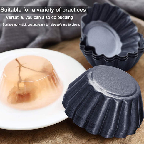12 Packs Egg Tart Mold Size 2.6 x 0.9inch, Cupcake Cake Muffin Mold Tin Pan Baking Tool, Carbon Steel