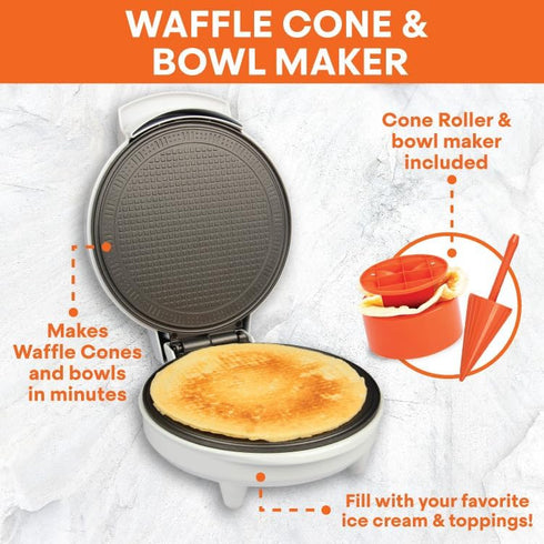 MasterChef Waffle Cone and Bowl Maker, Includes Shaper Roller and Bowl Press for Homemade Ice Cream Cones