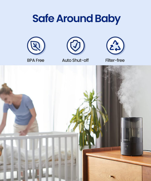 Humidifiers for Bedroom (1.1L) - Small Cool Mist Humidifier for Home Plant, Quiet Ultrasonic