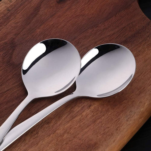 7-Inch Baikai Bouillon Soup Spoons, 18/10 Stainless Steel Finished Table Dinner Spoons Set of 4