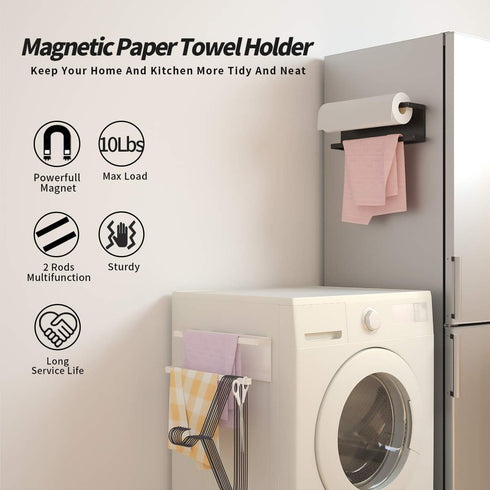 Magnetic Paper Towel Holder for Refrigerator, Kitchen Towel Bar Magnetic Paper Rack Multi Function Made of Iron,Used