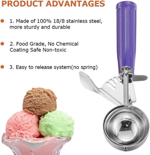 Ice Cream Scoop, Small Size Cookie Scoop with Trigger Release for Meatballs, Melon, and Ice Cream, Stainless Steel