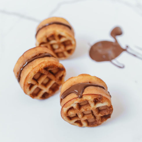 Aswewamt 2 Pcs Silicone Mold for Rectangle Round Waffle, 18-Cavity 20-Cavity Mini Waffle Cookie Baking