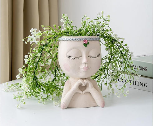 Yoohspoe GAFBV Face Planter, Cute Resin Cactus Face Vase for Indoor Outdoor Plants Home Decor