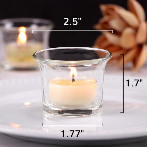 Letine Tealight Candle Holder Set of 12, Clear Glass Votive Candle Holders for Christmas Decorations, Wedding, Home