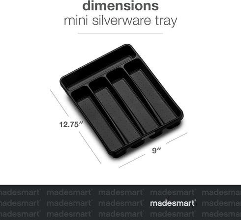 madesmart Premium Antimicrobial Classic Mini Silverware Tray, Soft Grip Non-Slip Kitchen Drawer Organizer, 5