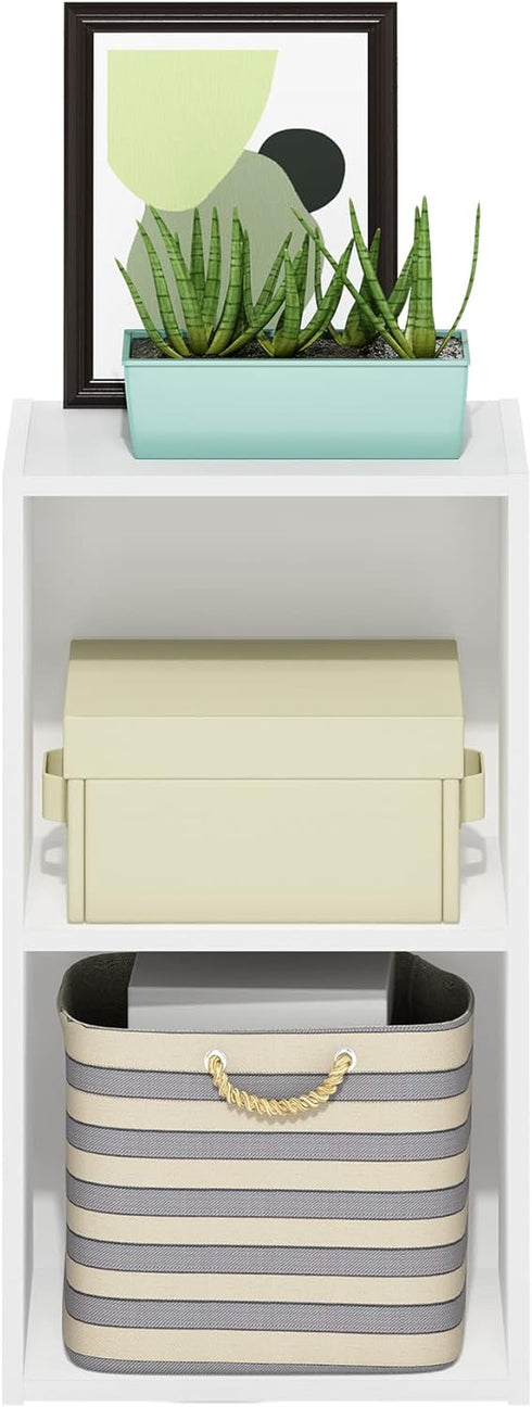 Furinno Luder Bookcase - 2-Tier Cube Storage, White