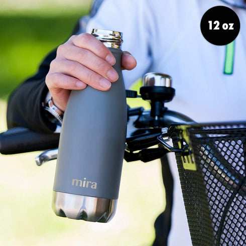 MIRA 12 oz Slim Insulated Water Bottle, Stainless Steel Cola Shape Thermos, Double Wall Flask - Pearl Blue