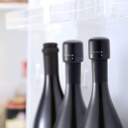 2 Pack Reusable Plastic Silicone Wine Bottle Stoppers, Compact Wine Preserver Corks to Keep Fresh, Fits Any Bottle