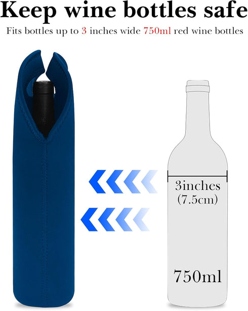 Wine Travel Carrier & Cooler Bag, Insulated Neoprene Hand Bag for Water, Drinks, Beer Bottle, Picnic Tote with Secure