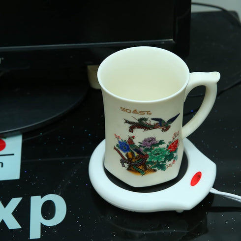 2pcs(White (CFW002-White) Home&Office Desktop Electric Mug Warmer-Coffee/Tea/Cocoa/Soup-Scented Candles Gift for Winter