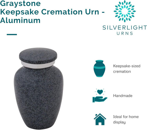 Graystone Aluminum Keepsake Cremation Urn for Ashes, 3 Inches High