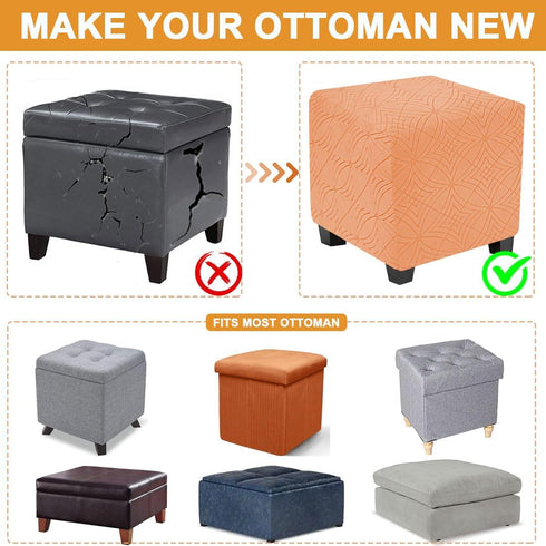 Ottoman Cover Square Stretch Soft Folding Storage Ottoman Cover Slipcovers Square Footrest Stool Slipcovers