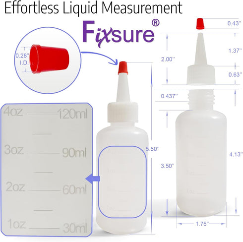 4 Oz (1) FIXSURE Plastic Squeeze Bottles with Red Tip Cap, Squirt Bottle For Ketchup, BBQ, Sauces, Syrup, Condiments