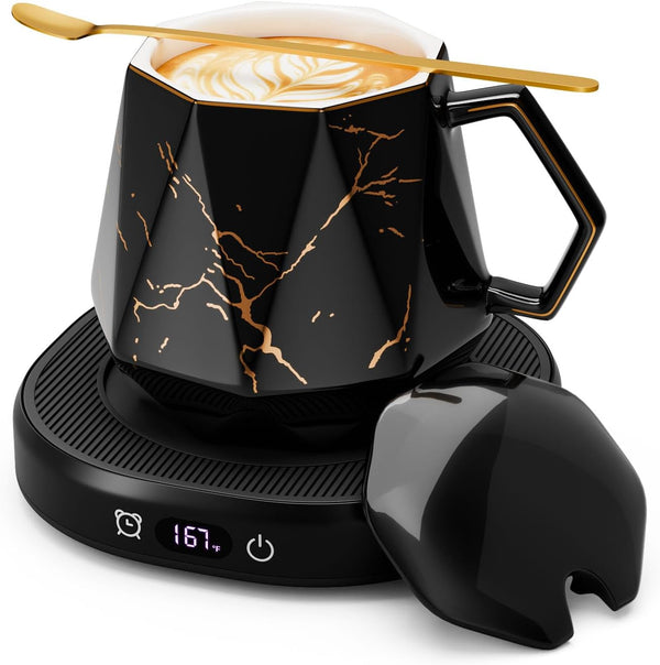 Coffee Mug Warmer & Unique Marbling Mug Set, Smart Heated Electric Cup