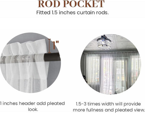 Dreaming Casa Solid Sheer Curtains White Rod Pocket Voile Draperies 84 Inches Long