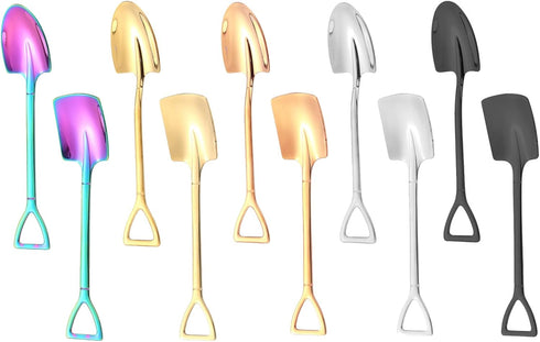 10Pcs Reusable Shovel Spoons, Stainless Steel Dessert Spoons for Coffee, Tea, Ice Cream, Fruit, Sugar, Cake