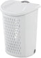 TnLoji Wheeled Plastic Laundry Hamper,Adult-Sized White Rolling Basket,Spacious Storage with Handles for Home