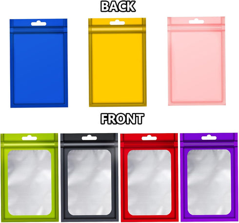 100 Pcs Flat Clear Foil Ziplock Bags, Holographic Food Storage Bags for Party Favor and DIY Crafts