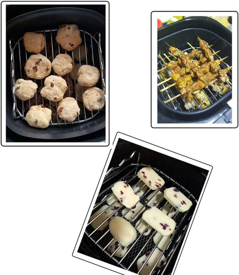 Air Fryer Double Layer Round Rack with 5 Skewers, Fits XL Air Fryers (9in, Fit 5.3 QT or Above)