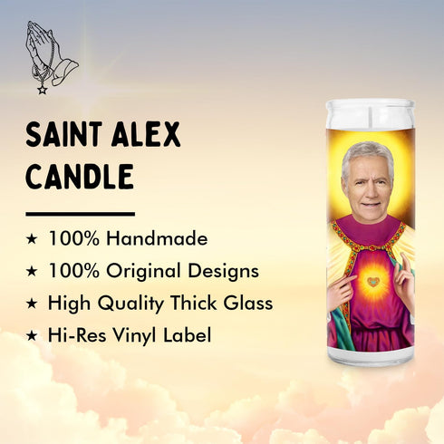 Alex Celebrity Glass Jar Candle, Unscented Handmade Soy Wax Votive Candle, Unique Home Decor Collectible