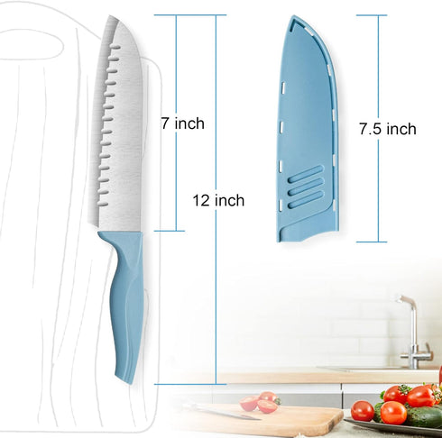 7 Inch Chef's Knive Sets Paring knives Japanese Chefs Knife Fruit and Vegetable Knife Stainless Steel Kitchen Utility Knives with Blade Guards(1 Pcs) by Dsmile