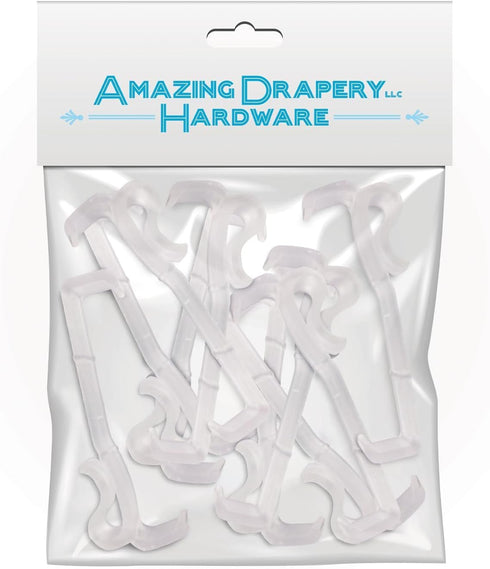 Amazing Drapery Hardware 10-Pack Clear Valance Clips, 2.5 Inch - Sturdy Plastic Brackets for Wood & Metal Treatments