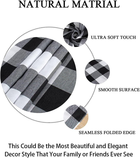 ShinyBeauty 54x54-Inch Checked Square Tablecloth, Black and White Buffalo Plaid Washable Cotton for Dining Room