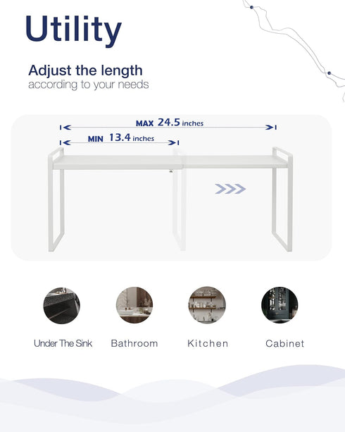 Nxconsu Expandable Cabinet Shelf Organizer, Heavy Duty Nonslip Riser for Kitchen Pantry, Countertop Storage Rack