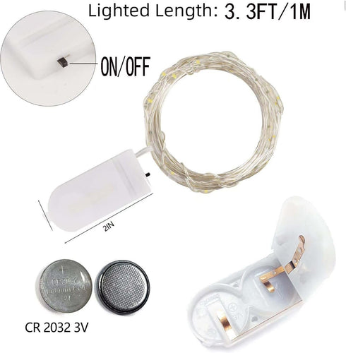6Pack -3.3ft 10 Fairy Lights Battery Operated LED Silver Wire Firefly Mini Lights for Mason Jars DIY Crafts Christmas