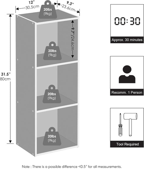 Closet 3-Tier Closet Closet Furinno Reed Organizers and Storage, Organizer, Open Shelf Storage, for Wardrobe, Bedroom