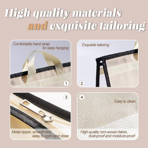 2 PCS Hanging Handbag Storage Organizer, Dustproof Storage Bag with Zipper and Handle (Transparent Non-woven, XL)