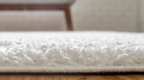 Unique Loom Davos Shag Collection Area Rug - Solid White/Ivory (2' Round)