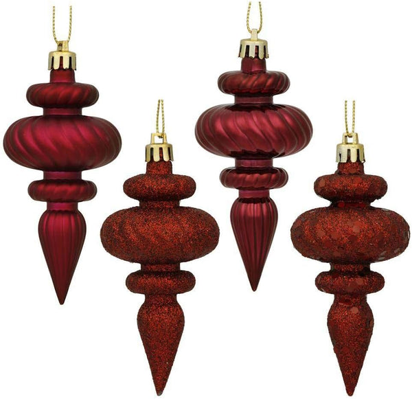 Vickerman 4" Burgundy Finial - 4 Finish Assortment, 8/Bx
