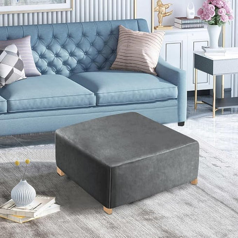 L/Length&Width:35-44"/Height:15-20",Grey) Ottoman Covers Slipcover Square Ottoman Covers Protector for Footrest Foot