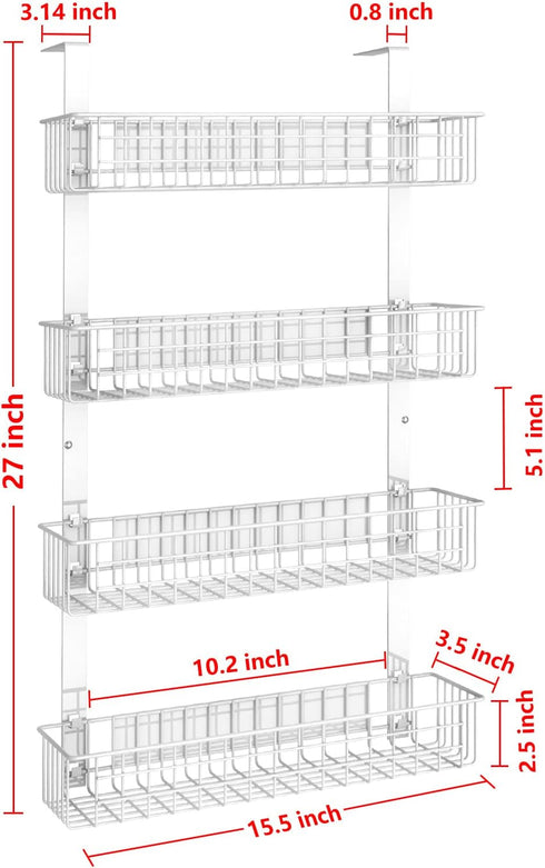4 Tier Magnetic Spice Rack | Strongly Magnetic Spice Shelf with Utility Hooks | Refrigerator Spice Storage | Kitchen
