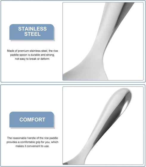 Stainless Steel Rice Paddle, Rice Spoon, Serving Scooper, Nonstick Rice Spatula for Mixing, Draining, Scraping