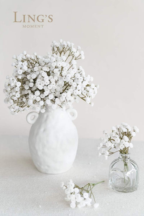 Ling's Moment Artificial Baby's Breath, 18pcs Gypsophila White Flowers for Floral Arrangements
