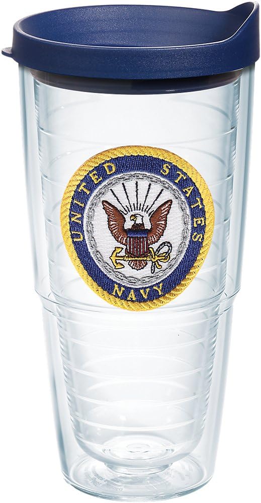 Tervis Navy Logo Made in USA Double Walled Insulated Tumbler Travel Cup, 24oz, Keeps Drinks Cold & Hot